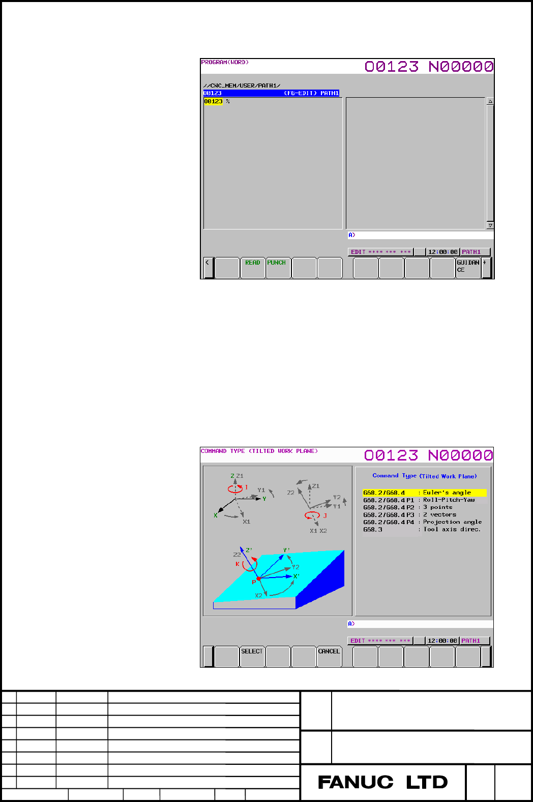 FANUC Series 30i/31i/32i-MODEL A, Guidance Screen For Tilted Working ...